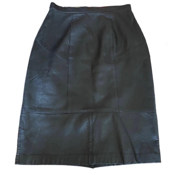 Vintage I.Magnin Leather Pencil Skirt - Picture 1 of 9